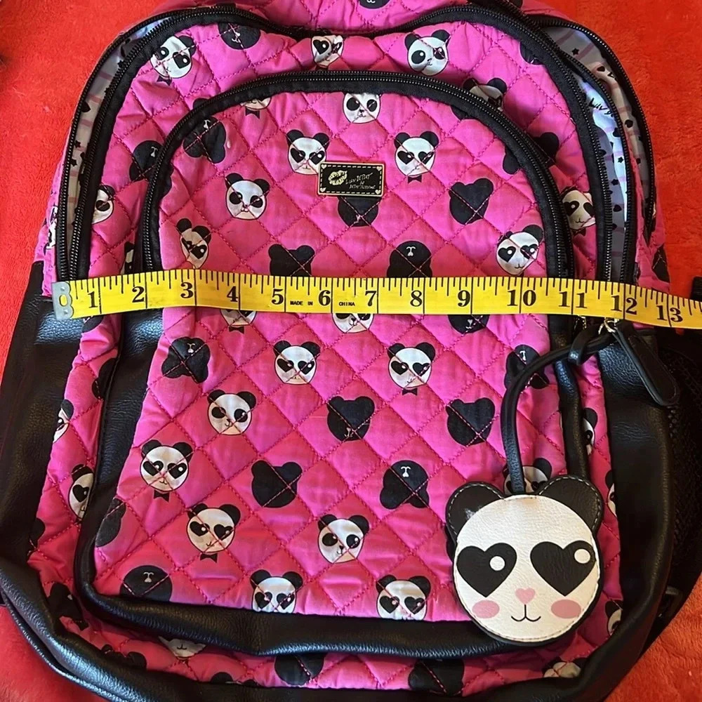 🐼🐼 Betsey Johnson pink & black panda backpack in great, clean condition 🐼🐼 - Picture 12 of 13